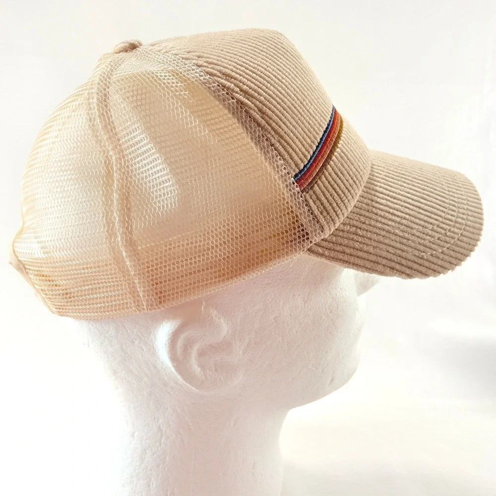 Rip Curl Revival Cord Womens Snapback Trucker Hat Rainbow Logo Surf Cap